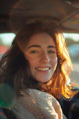 Beautiful woman in a car