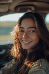 Beautiful woman in a car