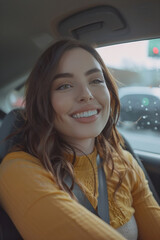 Beautiful woman in a car