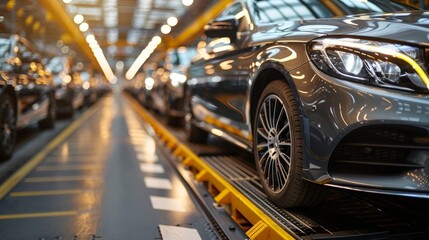 Fototapeta premium Car manufacturing factory, beautiful sport car model.