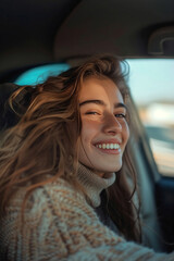 Beautiful woman in a car