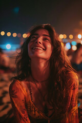 Beautiful woman at a beach party