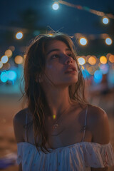 Beautiful woman at a beach party