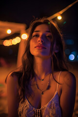 Beautiful woman at a beach party