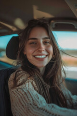 Beautiful woman in a car