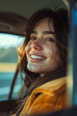 Beautiful woman in a car