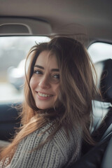 Beautiful woman in a car