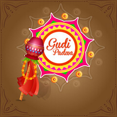 Creative Illustration For Occasion Of Gudi Padwa Celebration , Gudi Padwa Celebration of Maharashtra culture.
