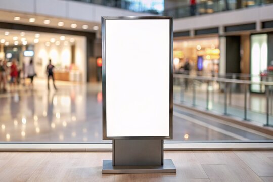 Blank billboard in shopping mall for your text or advertising content.