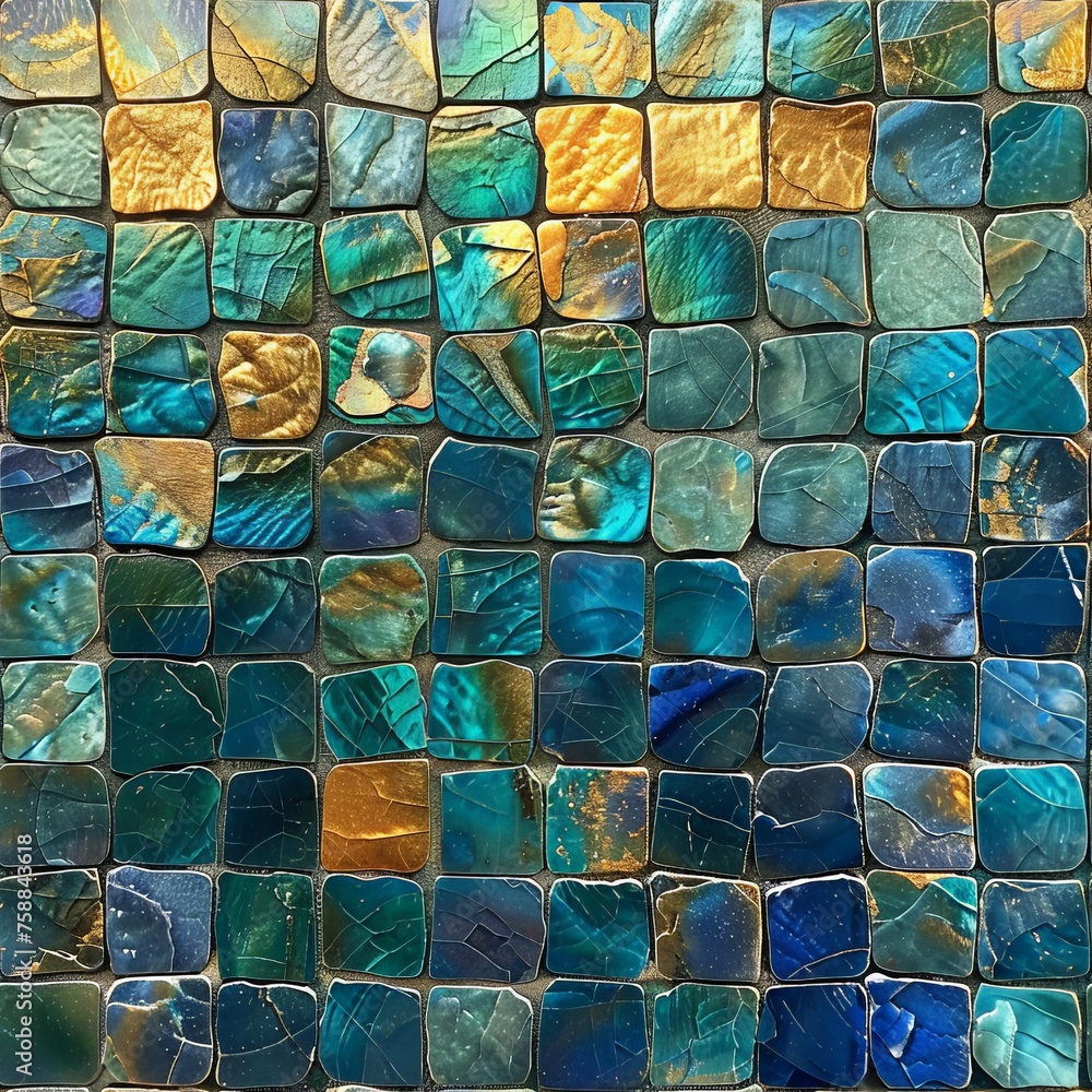 Leinwandbilder intricate mosaic tiles come together to form a vibrant and detailed wall design, showcasing a blend 