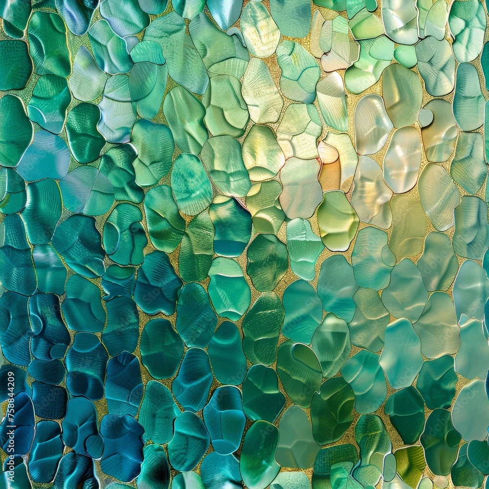 Aufkleber a mesmerizing close up of a glass window showcasing vibrant green and blue colors, creating a serene