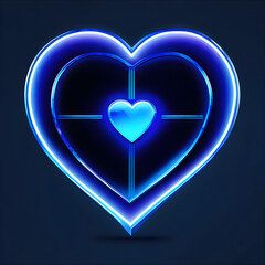 Azure Aura: Exploring the Artistry of Blue Neon Hearts.(Generative AI)