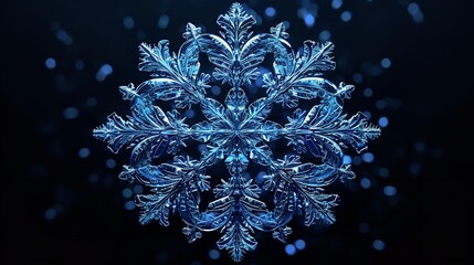 Blue Snowflake Isolated on Black Background
