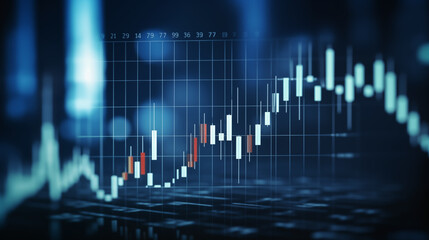Stock Market Chart and digital graph on Dark Blue Background. financial chart and candlestick graph
