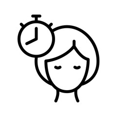 Cosmetics exposure time. Skin and hair care. A woman applies a hair or face mask. Hair care and bath icon. Wrap the hair and wait for the treatment effect using a timer