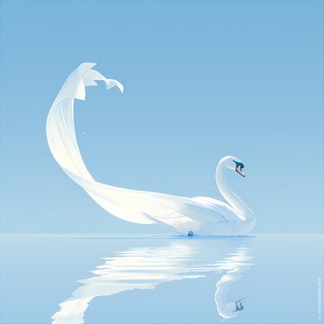 Majestic Swan in Serene Scenery: An Ideal Image for Marketing and Creative Projects