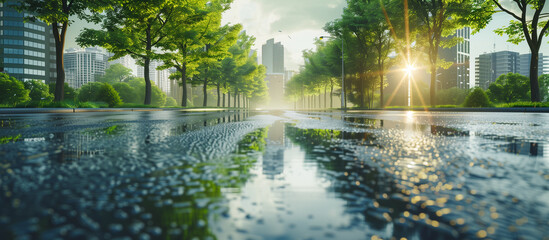 road green city after rain background