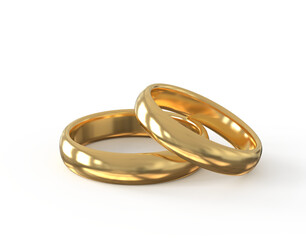 Golden Wedding Rings for Couple Isolated or golden wedding rings.