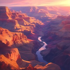 Experience the Majesty of The Grand Canyon: A Stunning Sunset Overlay with Layers of Rocks