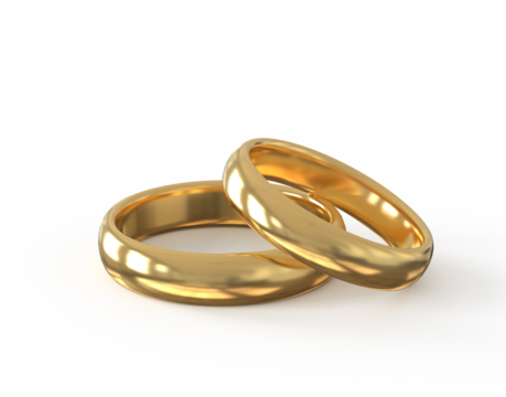 Golden Wedding Rings for Couple Isolated or golden wedding rings.