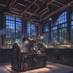 An Elegant Steampunk-Inspired Antique Trash Compactor for a Timeless Appeal - obrazy, fototapety, plakaty