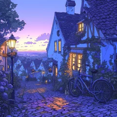 Fototapeten Quaint Illustration of a Charming Village: A Stunning Stock Image for Marketing Purposes © RobertGabriel