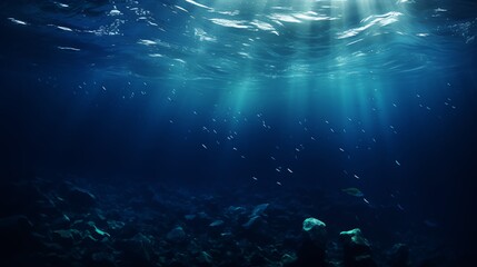 underwater scene with world