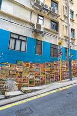 Fototapeta na wymiar Graffiti Art Landmark at Gutzlaff Street in Soho, Central Hong Kong.