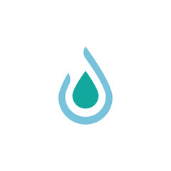 Vector blue water drop icon set. Flat droplet logo shapes collection.