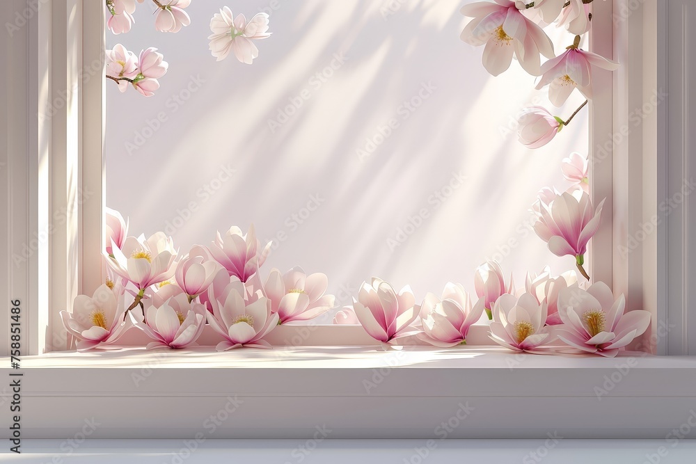 Aufkleber a window adorned with a vibrant collection of assorted flowers in full bloom