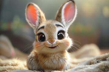 Cute Baby Rabbit Bunny Easter Illustration Art Cartoon Generative AI