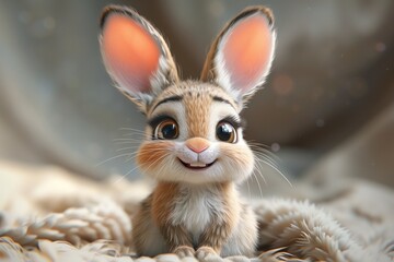 Cute Baby Rabbit Bunny Easter Illustration Art Cartoon Generative AI