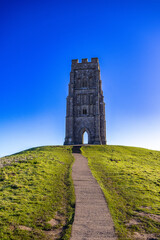 Drone Captures Breathtaking Sunrise with Mist at Glastonbury Tor - A Spectacular View from Somerset's Iconic Landmark