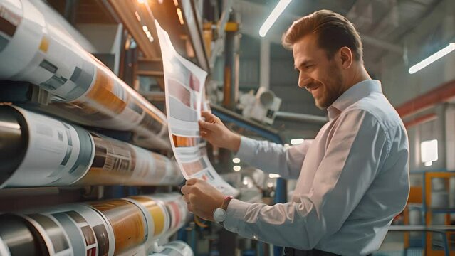 Businessman Crafting Compelling Brochures: Merging Creativity and Marketing