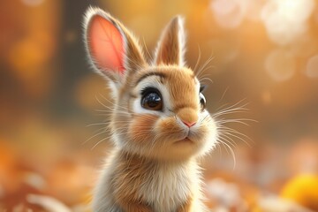 Cute Baby Rabbit Bunny Easter Illustration Art Cartoon Generative AI