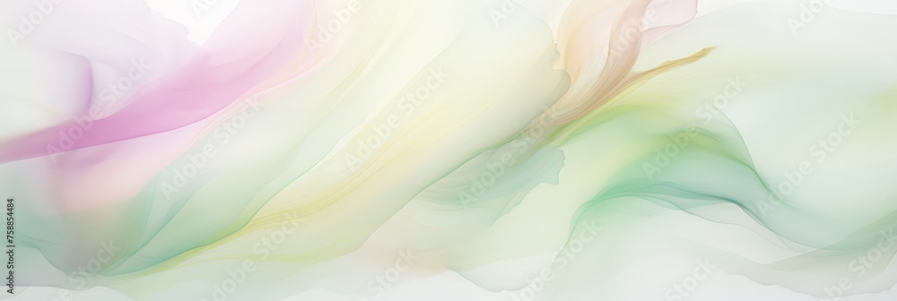 Poster A dreamy and abstract composition featuring a soft blend of white and green hues, creating a serene and peaceful ambience