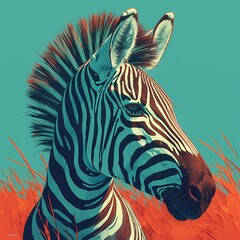 Vibrant and Eye-Catching Teal Zebras with Shimmering Stripes in a Unique Natural Setting - Ideal for Promotions, Advertisements & Social Media Graphics
