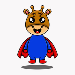 cute vector design illustration mascot giraffe hero