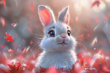 Cute Baby Rabbit Bunny Easter Illustration Art Cartoon Generative AI