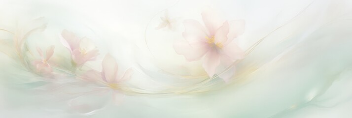 Pink flowers softly  backdrop, creating a dreamy and delicate atmosphere