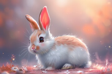 Cute Baby Rabbit Bunny Easter Illustration Art Cartoon Generative AI