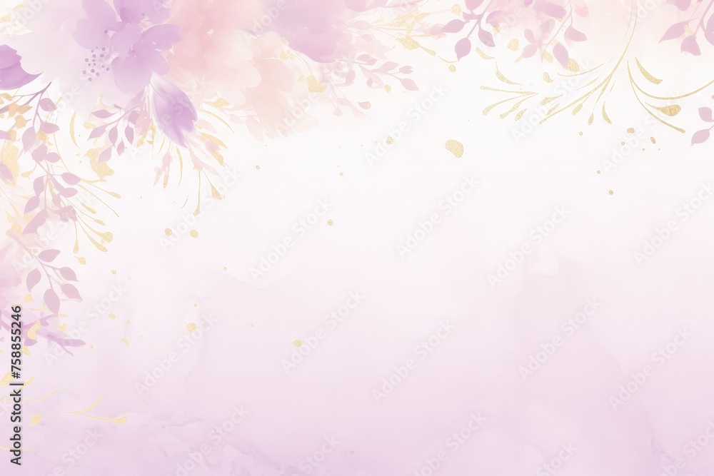 Poster A vibrant pink and yellow background adorned with delicate flowers and lush green leaves, creating a serene and tranquil atmosphere