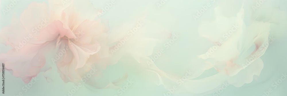 Poster soft pink and white flowers sway gently in a blur of motion, creating a dreamy and whimsical atmosph