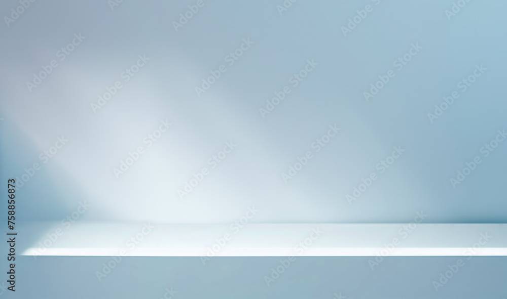 Poster minimalistic simple background for product presentation. shadow and light from windows on a light bl