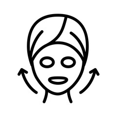 Sheet mask line icon. Hydrogen mask. Skincare procedure. Facial beauty treatment. Cosmetics, makeup. Simple line illustration