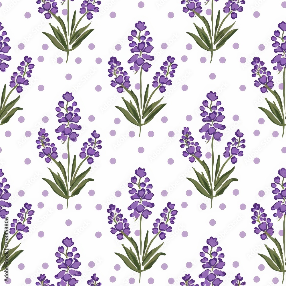 Poster A mesmerizing pattern of delicate purple flowers floating on a pristine white background, creating a mesmerizing visual display