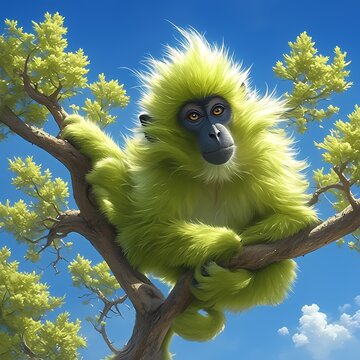The Ultimate Playful Adventure: An Electric Lime Green Monkey in Action