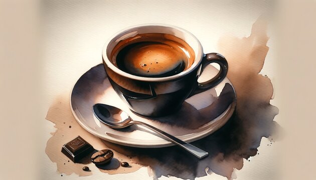 Watercolor painting of a Ristretto Coffee