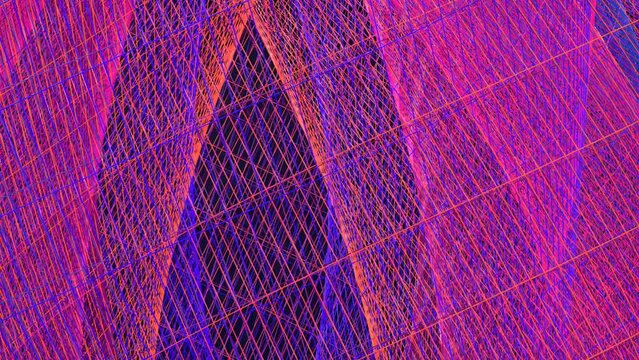 Futuristische Netzstruktur mit dynamischer Linienf&uuml;hrung in moderner &Auml;sthetik, Technologie- und Kreativprojekte in der digitalen Welt, 3D-Illustration, Wissenschaft, Forschung, Konstruktion, lila