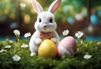 Easter Cartoon Day sweet vector rabbit egg White cute Background Design Baby Illustration Spring Child Animal Happy Smile Card Character Doodle Holiday Drawing Funny